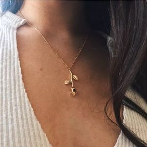 Gold Hanging Rose Necklace